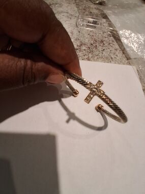 Gold-Tone Cross Cable Cuff Bracelet - Women Jewelry